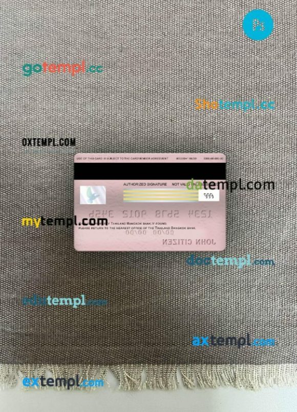 Thailand Bangkok bank visa classic card PSD scan and photo-realistic snapshot, 2 in 1 - Image 2