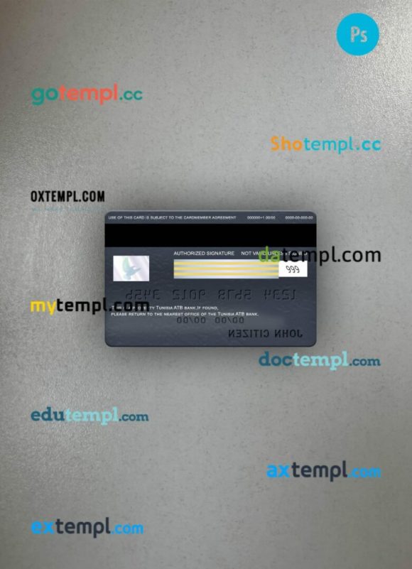 Tunisia ATB bank visa classic card PSD scan and photo-realistic snapshot, 2 in 1 - Image 2