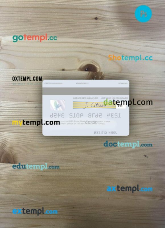 Tunisia RBC Royal Bank visa debit card PSD scan and photo-realistic snapshot, 2 in 1 - Image 2