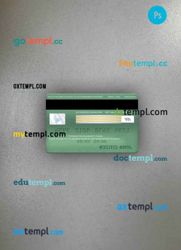 Turkmenistan Halkbank visa electron card PSD scan and photo-realistic snapshot, 2 in 1 - Image 2