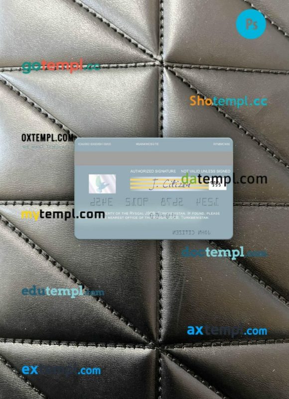 Turkmenistan Rysgal JSCB visa debit card PSD scan and photo-realistic snapshot, 2 in 1 - Image 2