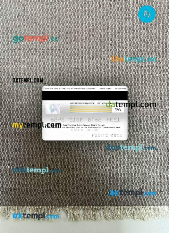Turkmenistan Turkmenbashi Bank visa classic card PSD scan and photo-realistic snapshot, 2 in 1 - Image 2