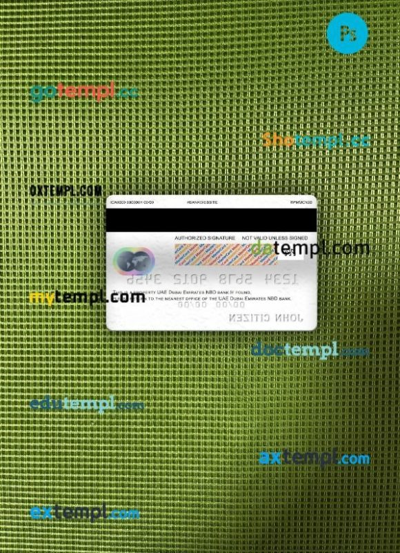 UAE Dubai Emirates NBD bank mastercard PSD scan and photo taken image, 2 in 1 - Image 2