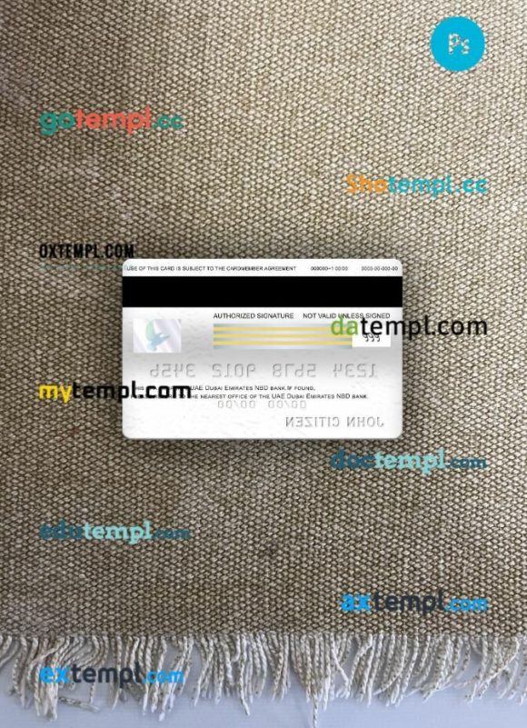 UAE Dubai Emirates NBD bank visa classic PSD scan and photo-realistic snapshot, 2 in 1 - Image 2