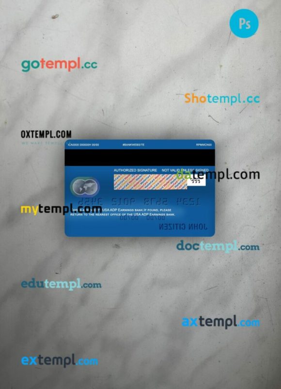 USA ADP Earnings bank mastercard PSD scan and photo taken image, 2 in 1 - Image 2