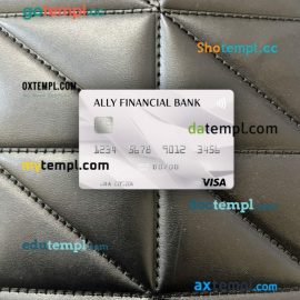 USA Ally Financial Bank visa card PSD scan and photo-realistic snapshot, 2 in 1