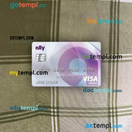 USA Ally bank visa classic card PSD scan and photo-realistic snapshot, 2 in 1