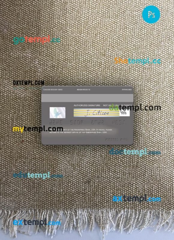 USA Ameriprise Bank visa card PSD scan and photo-realistic snapshot, 2 in 1 - Image 2