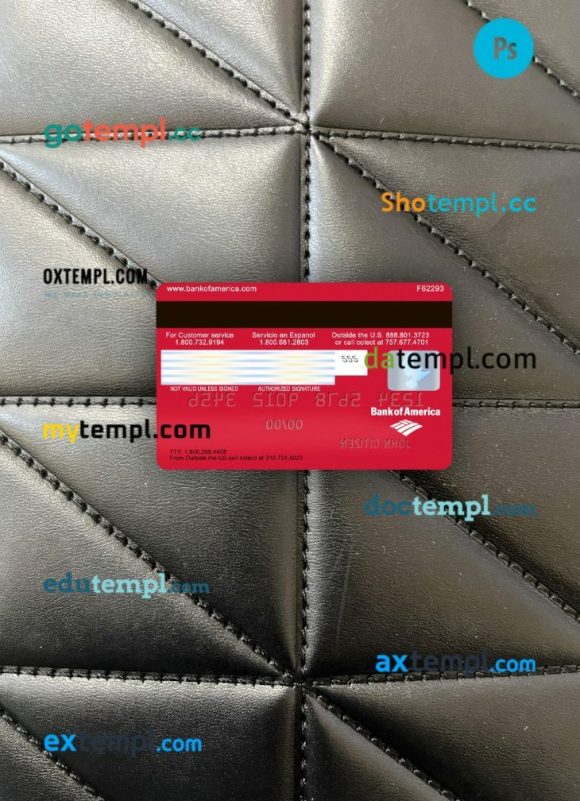 USA Bank of America Visa signature card PSD scan and photo-realistic snapshot, 2 in 1 - Image 2