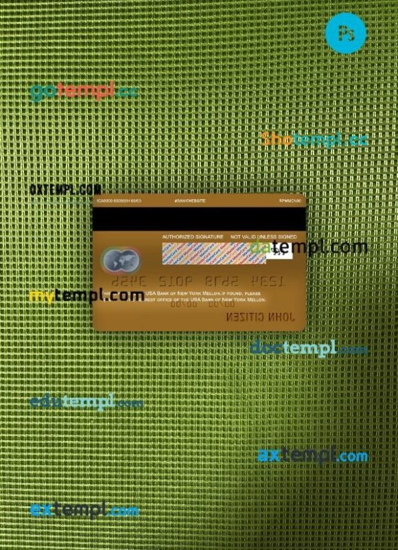 USA Bank of New York Mellon gold mastercard PSD scan and photo taken image, 2 in 1 - Image 2