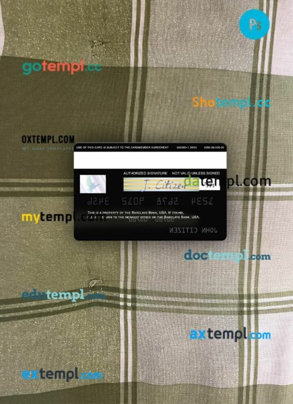 USA Barclays Bank visa card PSD scan and photo-realistic snapshot, 2 in 1 - Image 2
