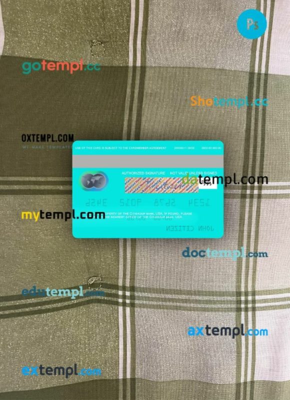 USA Citigroup Bank visa card PSD scan and photo-realistic snapshot, 2 in 1 - Image 2