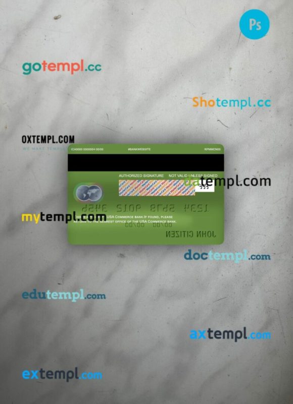 USA Commerce bank mastercard PSD scan and photo taken image, 2 in 1 - Image 2