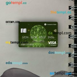 USA Commerce bank visa classic card PSD scan and photo-realistic snapshot, 2 in 1