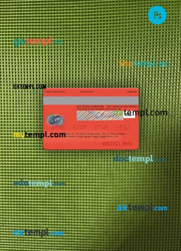 USA Credit Suisse Bank mastercard PSD scan and photo taken image, 2 in 1 - Image 2