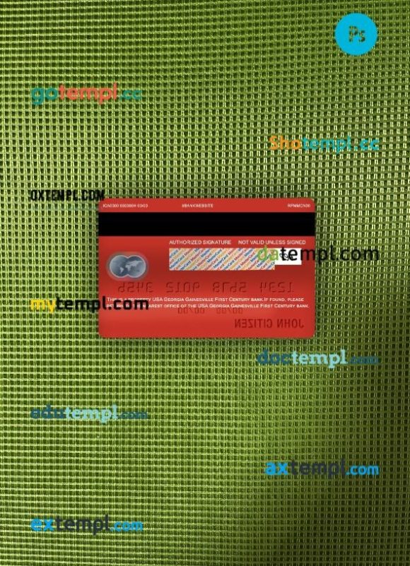 USA Georgia Gainesville First Century bank mastercard PSD scan and photo taken image, 2 in 1 - Image 2