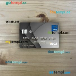 USA Indiana Centier bank visa platinum card PSD scan and photo-realistic snapshot, 2 in 1
