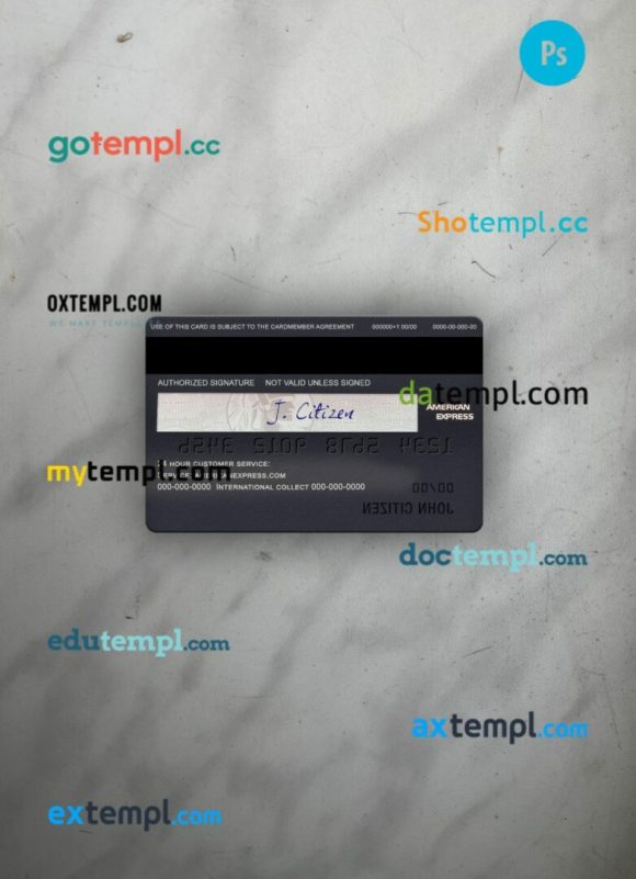 USA JP Morgan Chase bank AMEX black card PSD scan and photo-realistic snapshot, 2 in 1 - Image 2