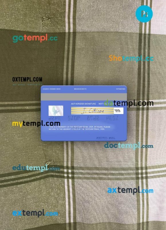 USA KeyCorp Bank visa card PSD scan and photo-realistic snapshot, 2 in 1 - Image 2