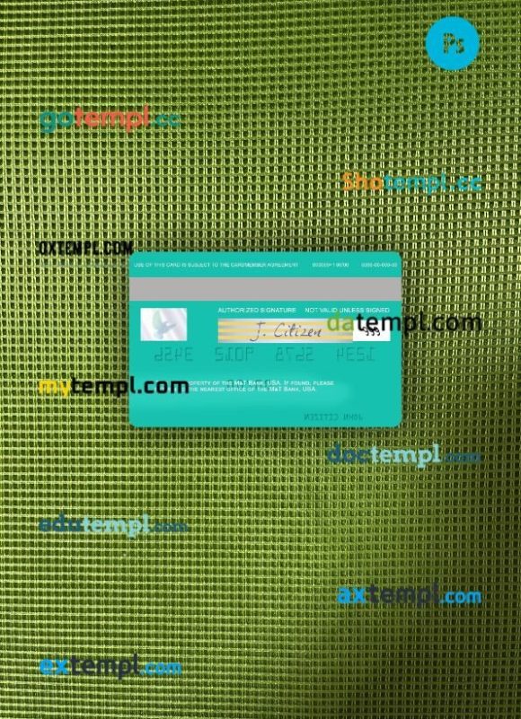 USA M&T Bank visa card PSD scan and photo-realistic snapshot, 2 in 1 - Image 2