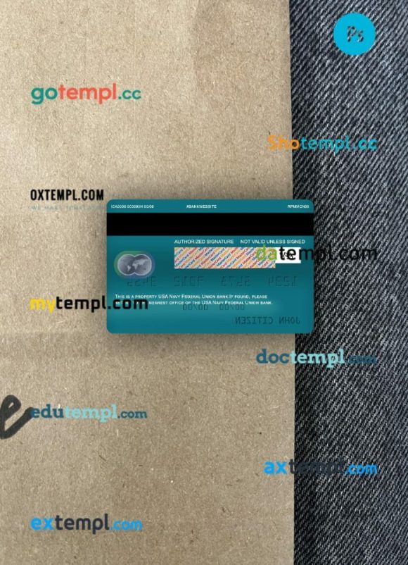 USA Navy Federal Union bank mastercard PSD scan and photo taken image, 2 in 1 - Image 2