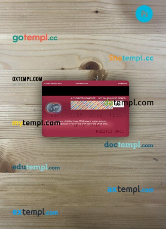 USA New York CFSB bank mastercard PSD scan and photo taken image, 2 in 1 - Image 2