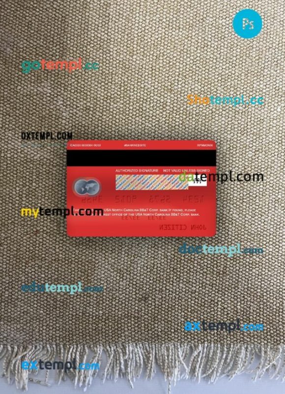 USA North Carolina BB&T Corp. bank mastercard PSD scan and photo taken image, 2 in 1 - Image 2