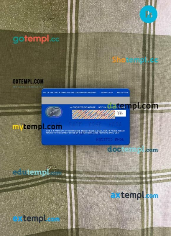 USA Raymond James Financial Bank mastercard PSD scan and photo taken image, 2 in 1 - Image 2