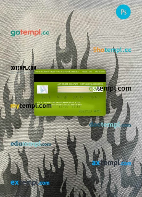 USA Regions bank visa electron card PSD scan and photo-realistic snapshot, 2 in 1 - Image 2