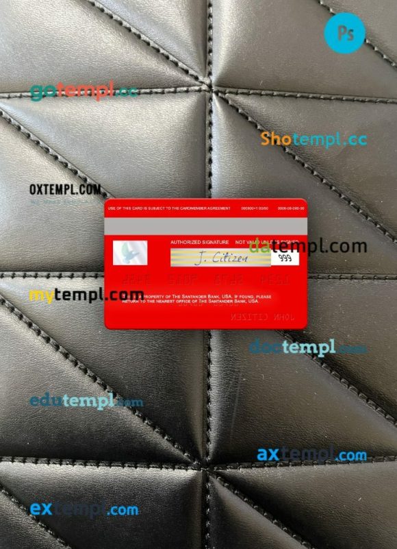 USA Santander Bank visa card PSD scan and photo-realistic snapshot, 2 in 1 - Image 2