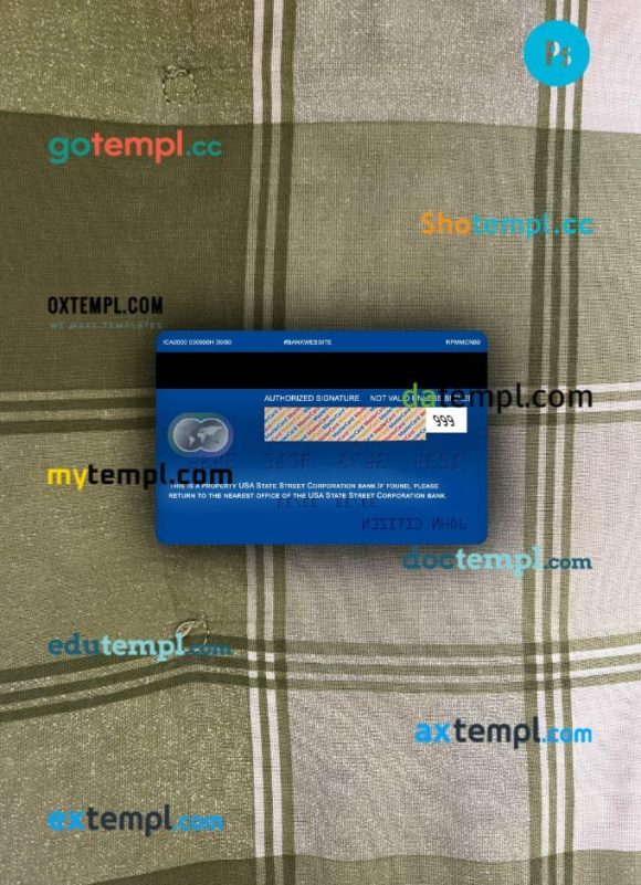 USA State Street Corporation bank mastercard PSD scan and photo taken image, 2 in 1 - Image 2