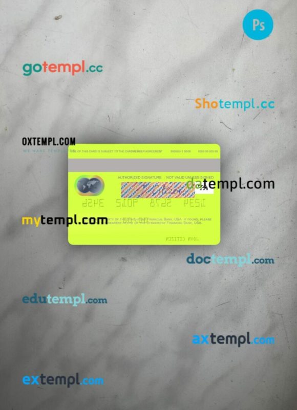 USA Synchrony Financial Bank mastercard PSD scan and photo taken image, 2 in 1 - Image 2