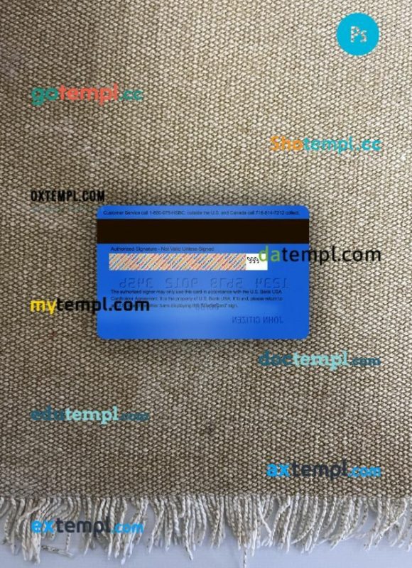 USA U.S. Bank Mastercard card template PSD scan and photo taken image, 2 in 1 - Image 2