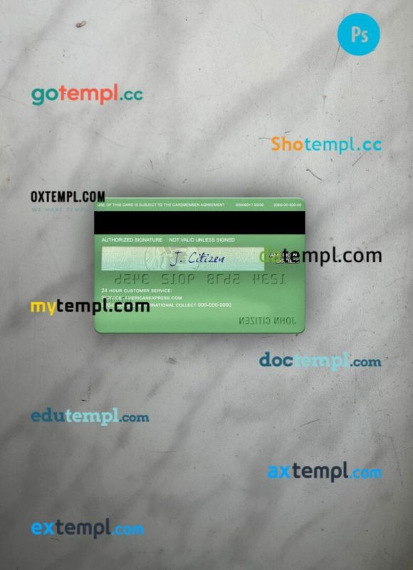 USA Waste Management bank AMEX Card PSD scan and photo-realistic snapshot, 2 in 1 - Image 2