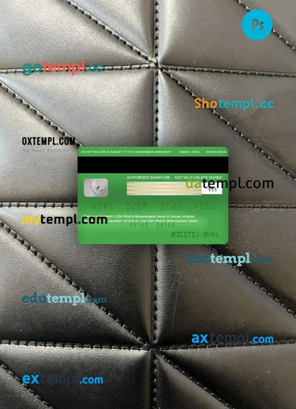 USA Waste Management bank visa classic card PSD scan and photo-realistic snapshot, 2 in 1 - Image 2