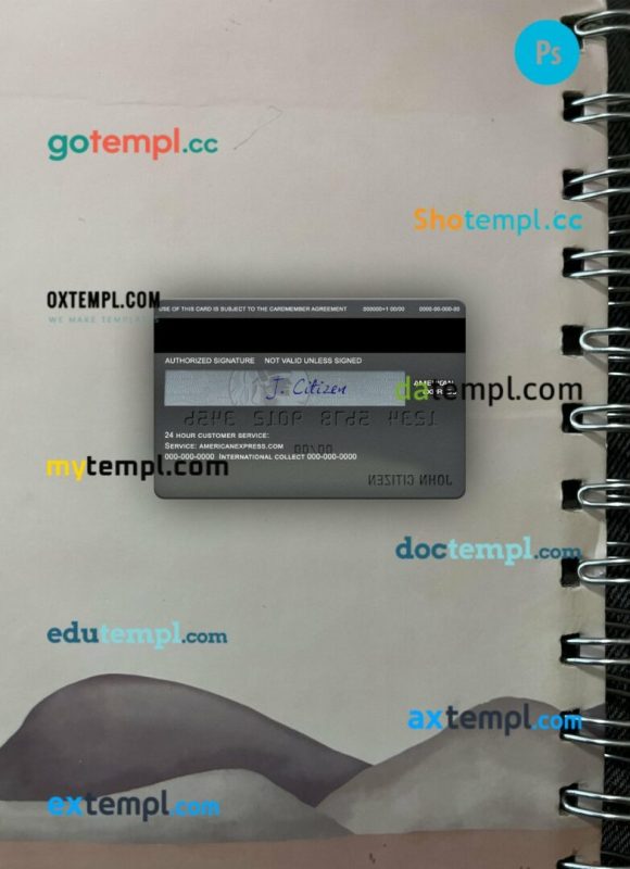 USA Wells Fargo bank AMEX Card PSD scan and photo-realistic snapshot, 2 in 1 - Image 2