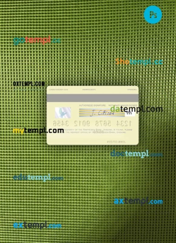 Ukraine Raiffeisen Bank visa debit card PSD scan and photo-realistic snapshot, 2 in 1 - Image 2