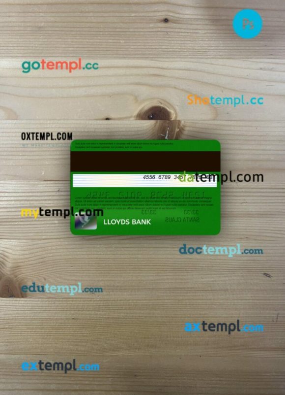 United Kingdom Lloyds credit card visa PSD scan and photo-realistic snapshot, 2 in 1 - Image 2