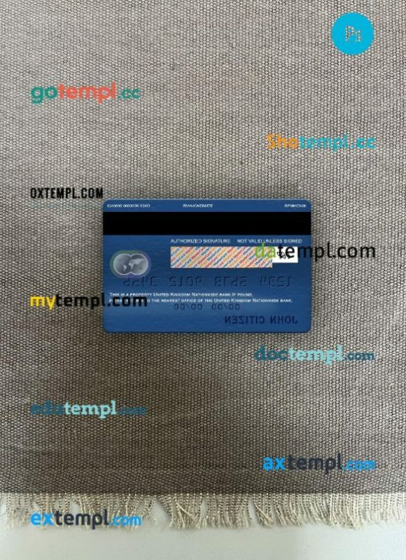 United Kingdom Nationwide bank mastercard PSD scan and photo taken image, 2 in 1 - Image 2