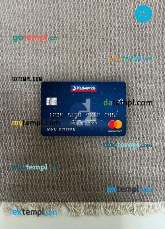 United Kingdom Nationwide bank mastercard PSD scan and photo taken image, 2 in 1