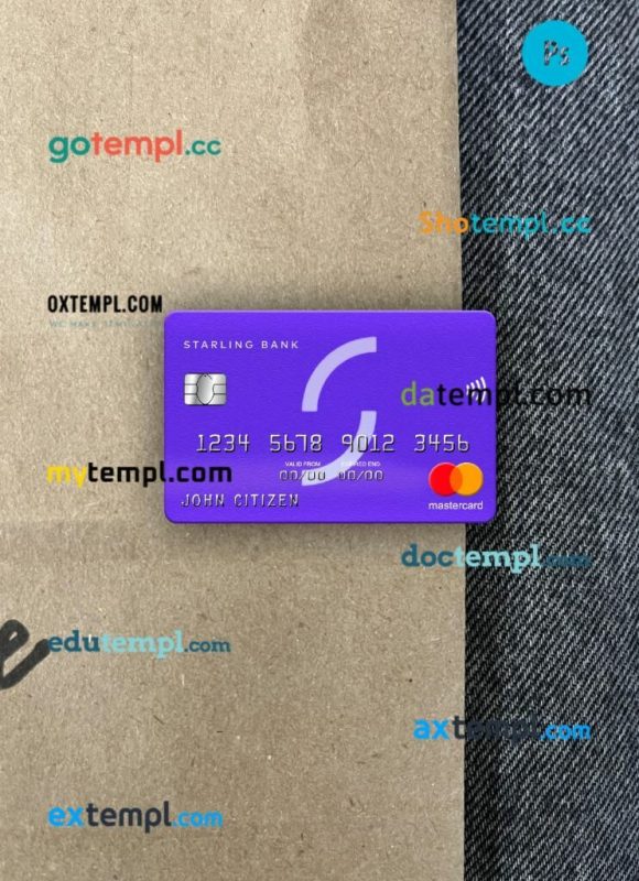 United Kingdom Starling bank mastercard PSD scan and photo taken image, 2 in 1