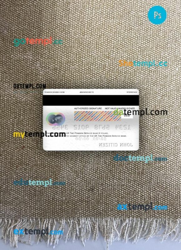 United Kingdom The Pension Service bank mastercard PSD scan and photo taken image, 2 in 1 - Image 2