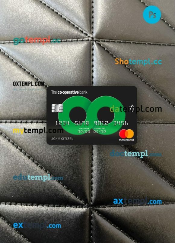 United Kingdom The co-operative bank mastercard PSD scan and photo taken image, 2 in 1