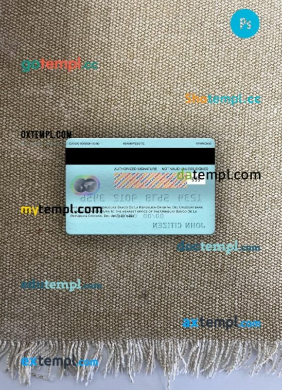 Uruguay Banco De La Republica Oriental Del Uruguay bank mastercard PSD scan and photo taken image, 2 in 1 - Image 2