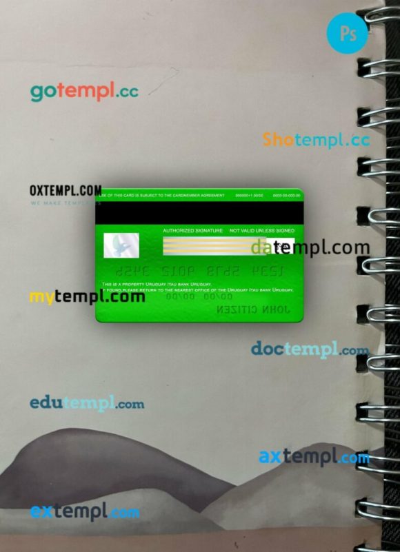 Uruguay Itau bank visa electron card PSD scan and photo-realistic snapshot, 2 in 1 - Image 2