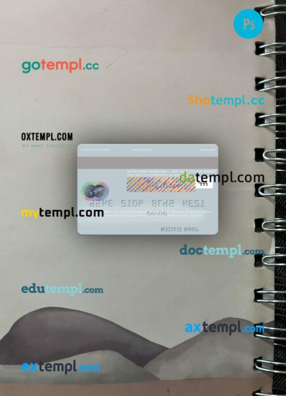 Vanuatu Asia Merchant Bank Limited visa debit card PSD scan and photo-realistic snapshot, 2 in 1 - Image 2