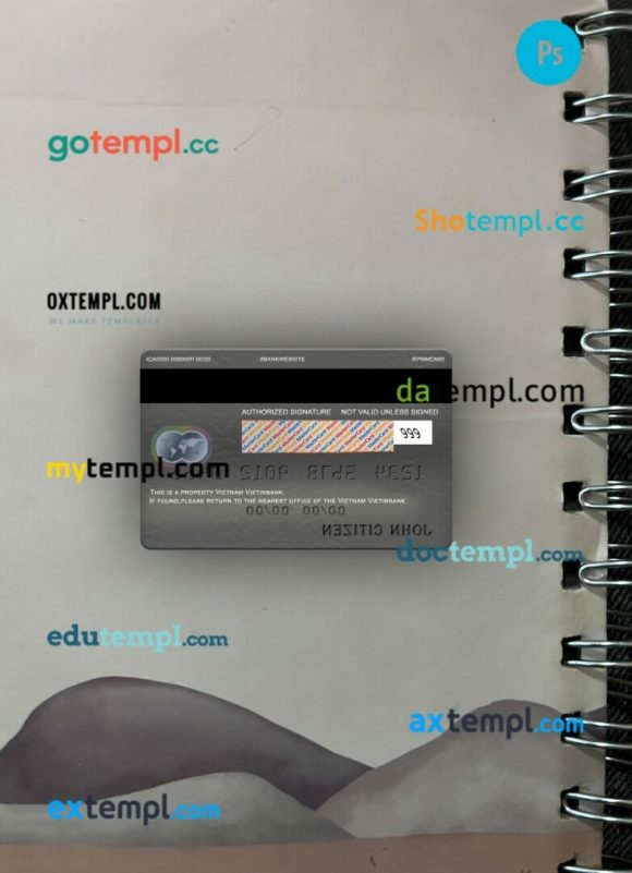 Vietnam Vietinbank mastercard PSD scan and photo taken image, 2 in 1 - Image 2