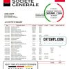 French Société Générale bank statement 3 - 6 months example in Word and PDF format