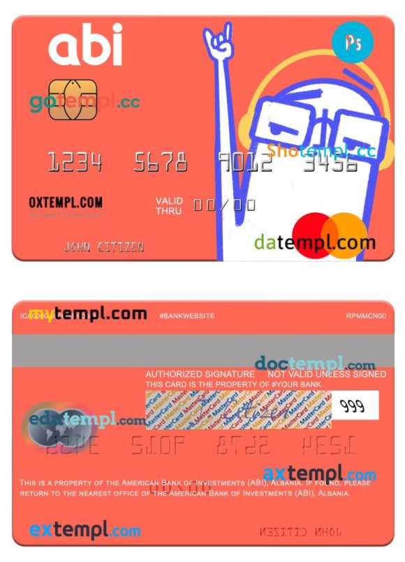 Albanian American Bank of Investments (ABI) mastercard example in PSD format