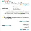 Algeria Algerian Post certificate of employment and compensation Word and PDF download template